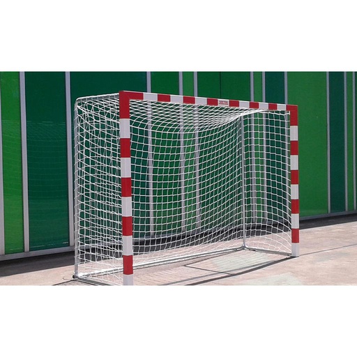 [0012510] JUEGO PORTERÍAS ALUMINIO BALONMANO-FÚTBOL SALA 80X80 TRASLADABLES CON BASE TUBO REDONDO